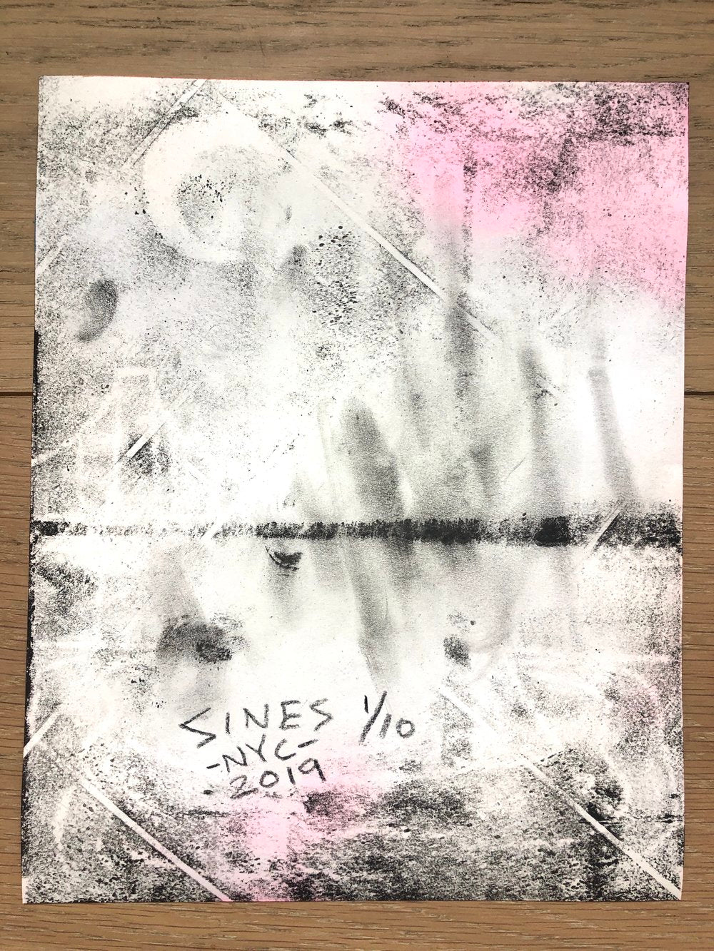 Night Swim - Hand painted with Linocut