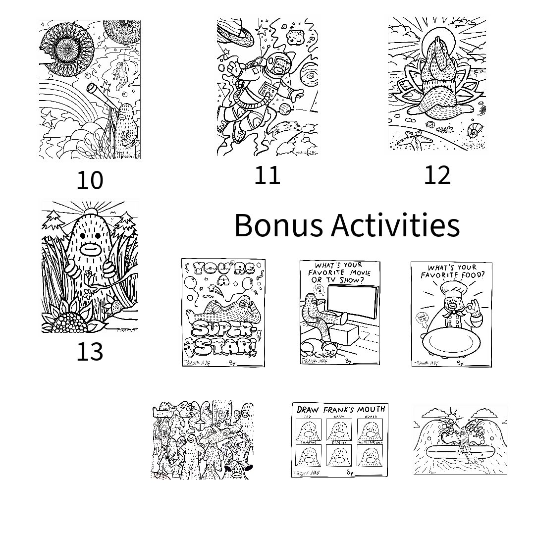 Frank's Bakers' Dozen - 13 Coloring Pages + 6 Bonus Coloring Activities - Instant Digital Download